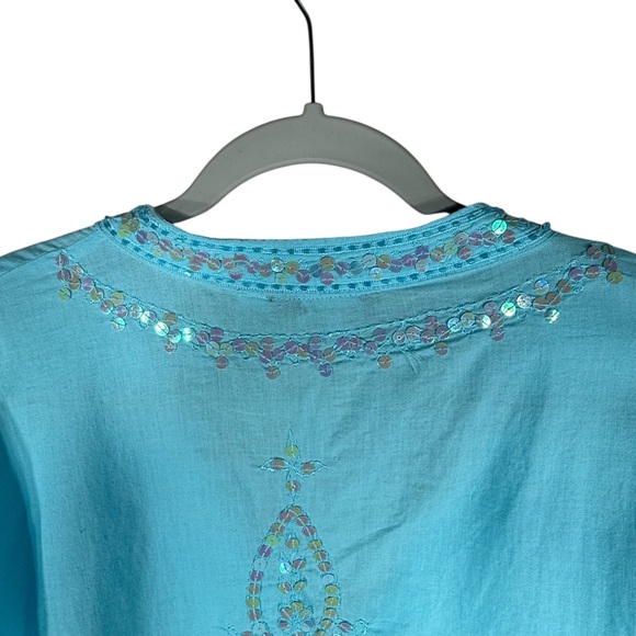 Lotus Traders Blue Sequin Hand Made Tunic Size 3X - Picture 8 of 11